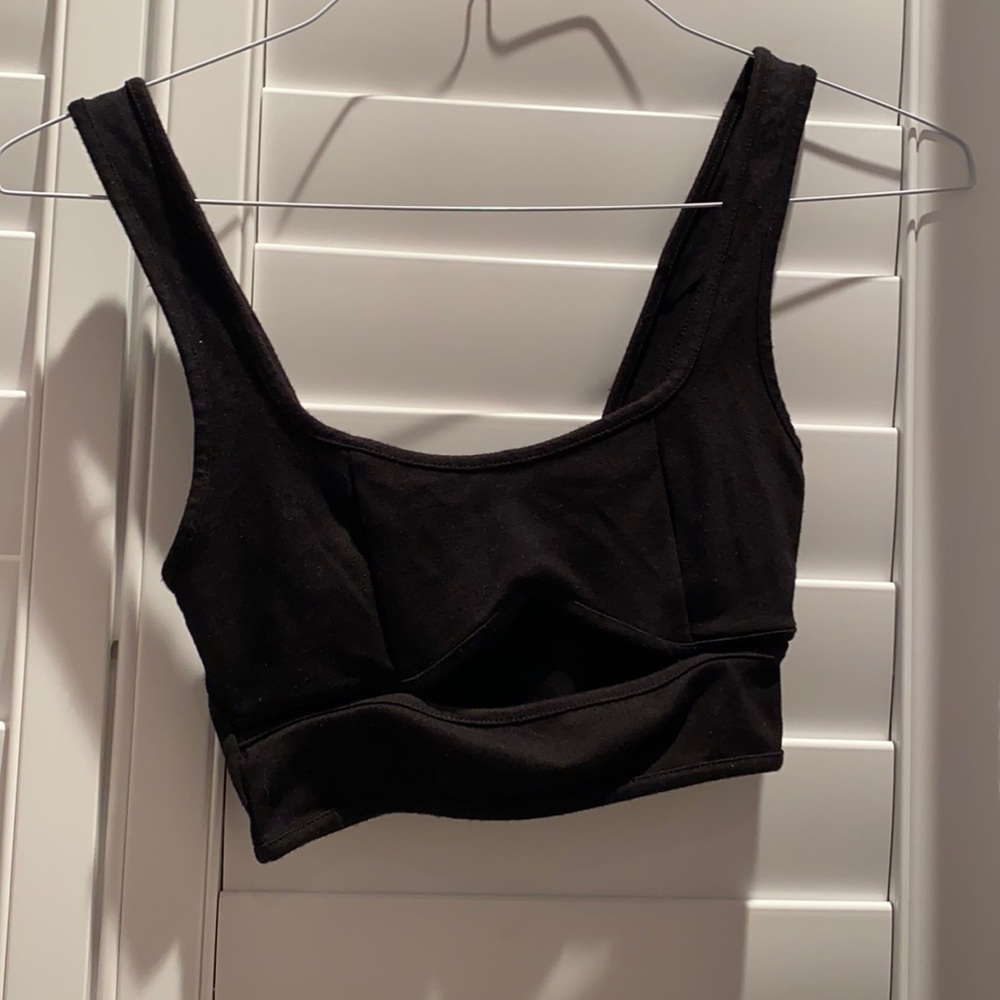 Black crop top with hole in the middle